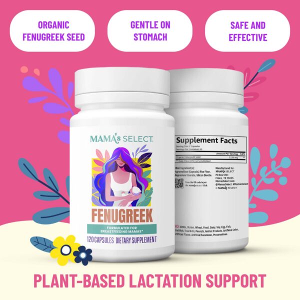 Etiqueta del suplemento orgánico de fenogreco Mama's Select