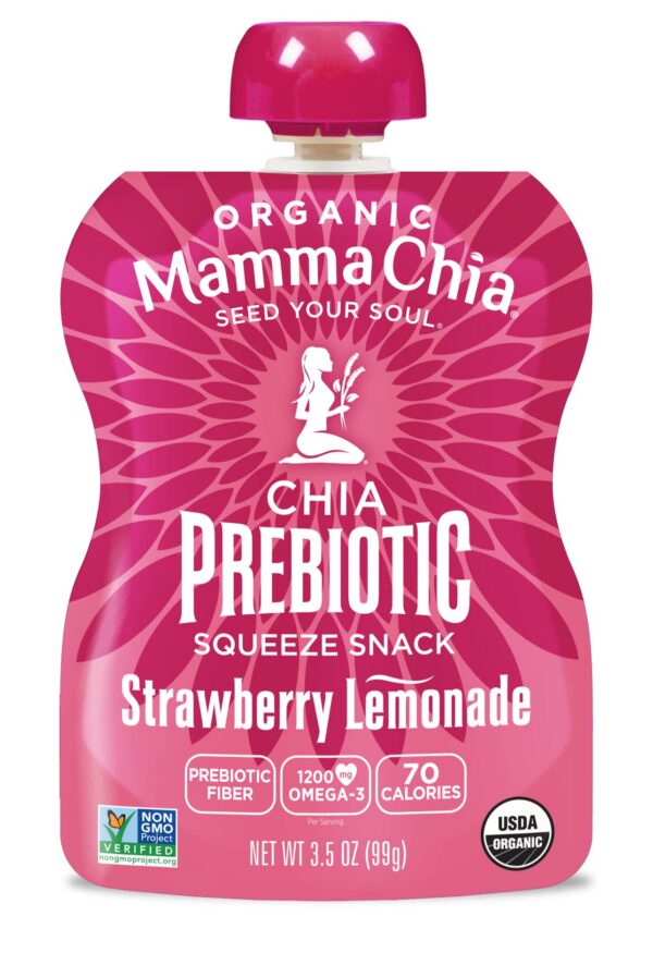 Mamma Chia bocaditos prebióticos bolsitas individuales limonada de fresa