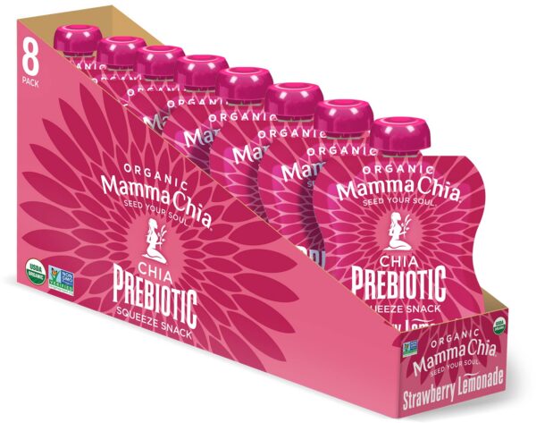 Mamma Chia bocaditos prebióticos orgánicos limonada de fresa paquete frontal