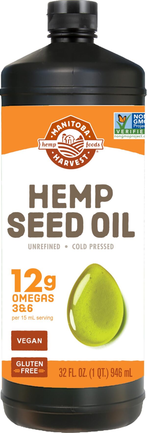 Version 1.0.0 Manitoba Harvest hemp seed oil bottle label