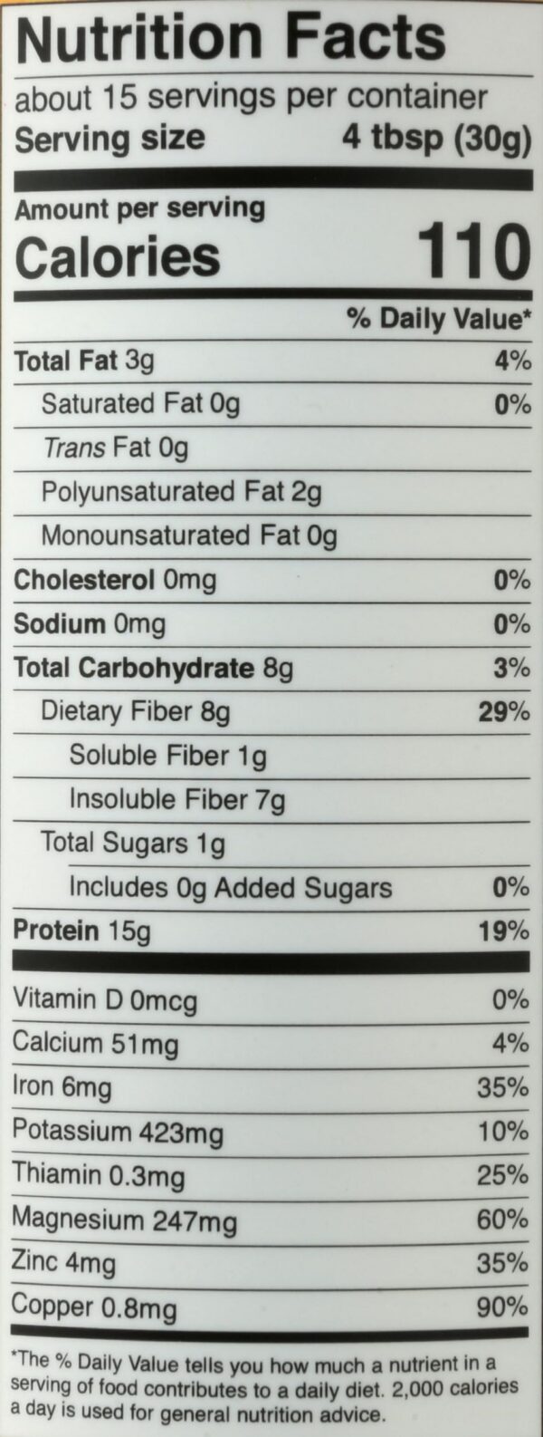 Porción de 30 g con proteína y fibra