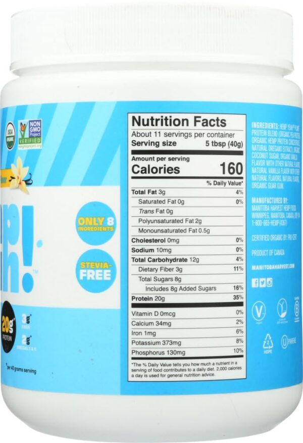 Empaque y variaciones del producto Hemp Yeah! vainilla 16 oz