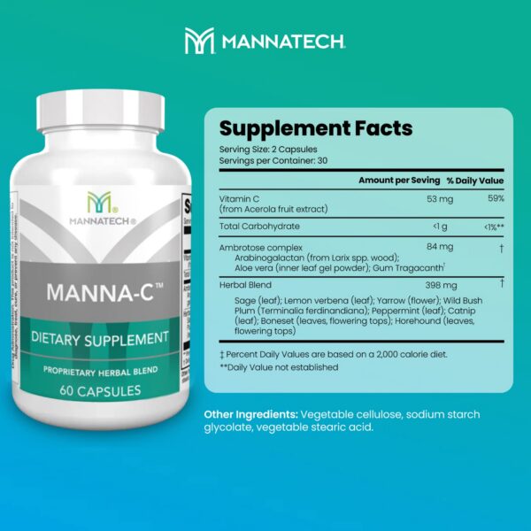 Version 1.0.0 Manna-C etiqueta de producto 60 cápsulas