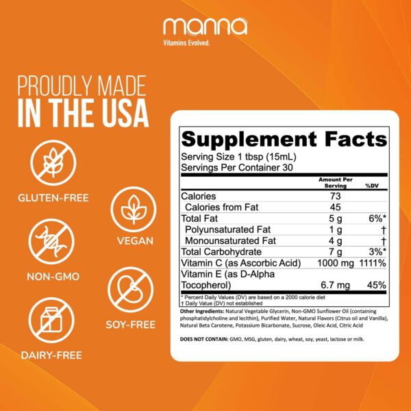 Etiqueta de Manna Evolved Vitamina C liposomal