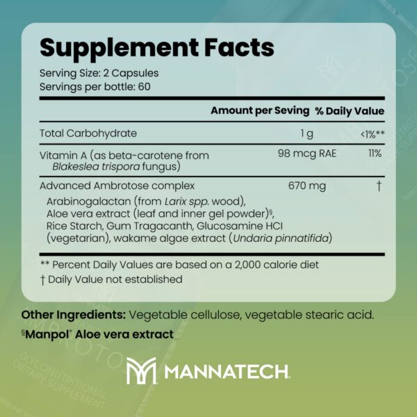 Etiqueta frontal de Ambrotose Mannatech