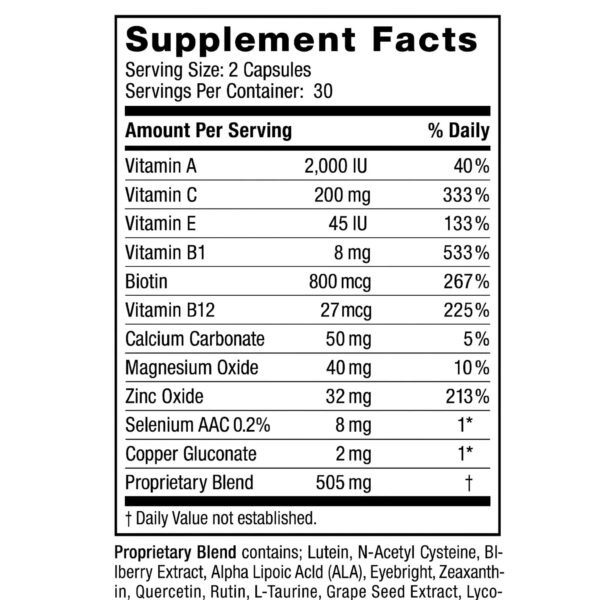 Frasco de 60 cápsulas luteína