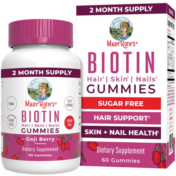 Frasco MaryRuth Biotin Gummies vista frontal