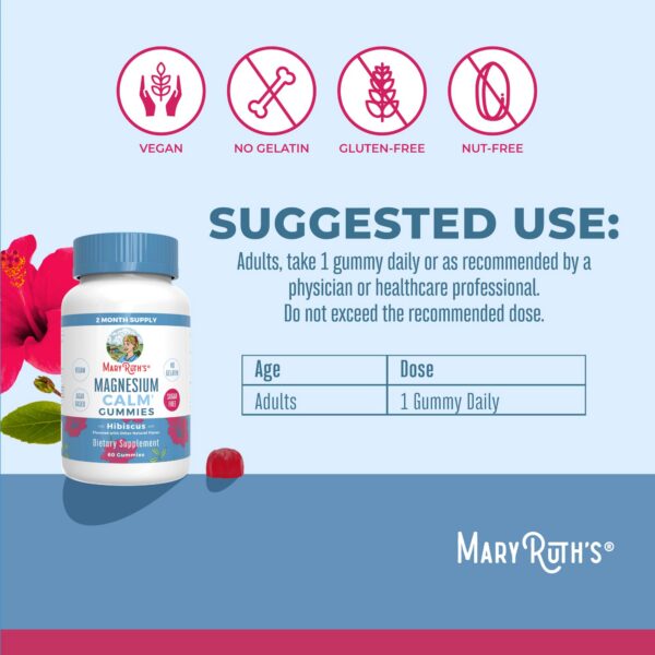 Frasco MaryRuth Calm Magnesium Gummies vista lateral