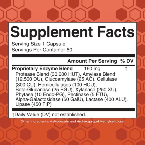 Etiqueta frontal de MaryRuth gluten enzymes