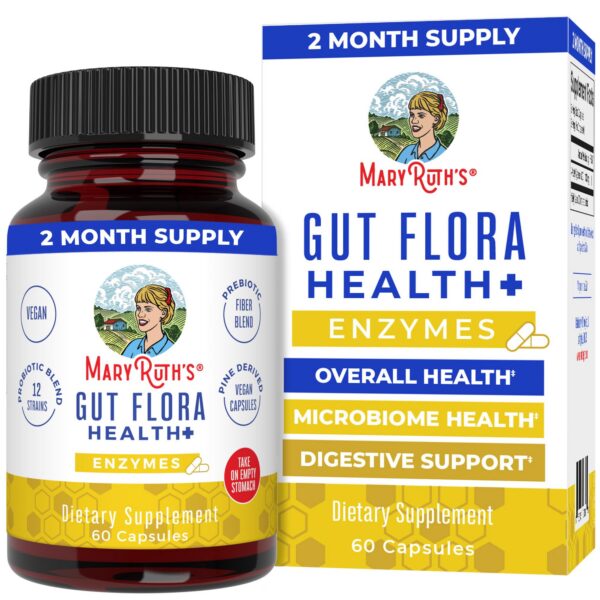 MaryRuth Organics Gut Flora Enzymes botella frontal