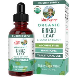 MaryRuth Organics gotas hoja ginkgo suplemento herbal orgánico
