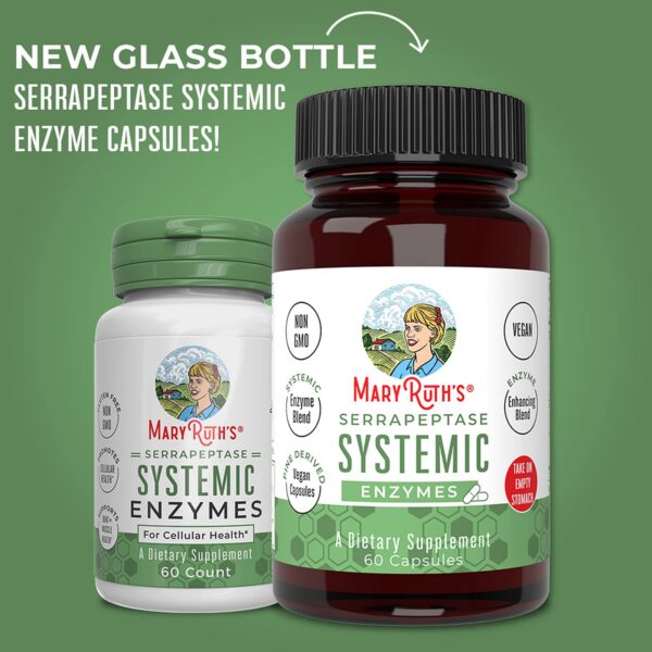 Version 1.0.0 Frasco MaryRuth Organics Serrapeptase visto desde lateral