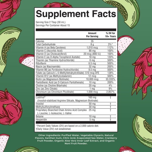 Botella MaryRuths Organics con etiqueta lateral