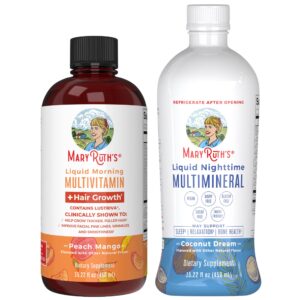 MaryRuth's multivitamínico líquido matutino y multimineral nocturno botellas