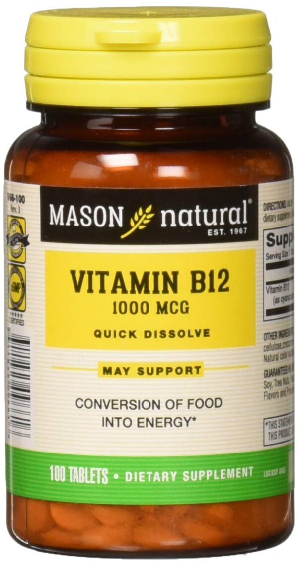 Frente del producto Mason Natural Vitamina B-12 1000 mcg