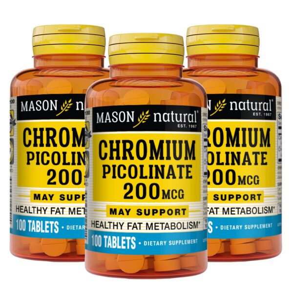 Frasco de Mason Natural cromo picolinato 200 mcg con calcio