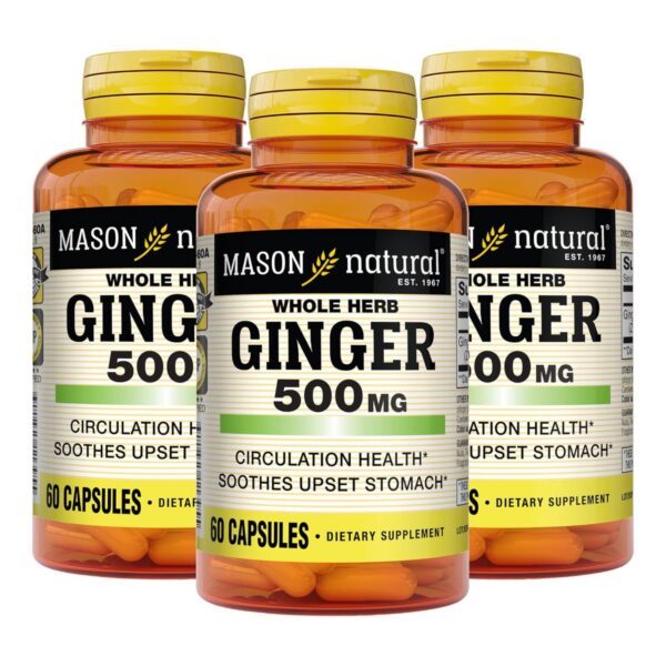 Mason Natural jengibre herbal suplemento natural 500 mg paquete 3