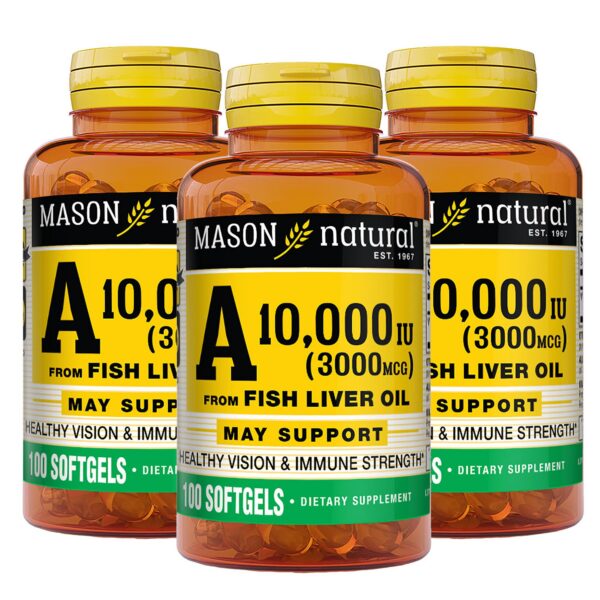 Frasco Mason Natural Vitamina A 100 cápsulas suaves