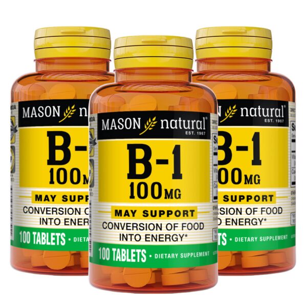 MASON NATURAL Vitamina B1 100 mg frasco y tabletas