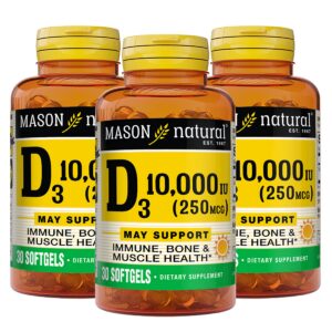 mason natural vitamina d3 10000 iu 30 capsulas paquete