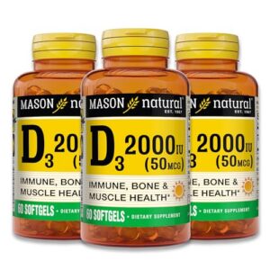 Version 1.0.0 Botella MASON NATURAL Vitamina D3 2,000 UI 60 softgels Pack de 3