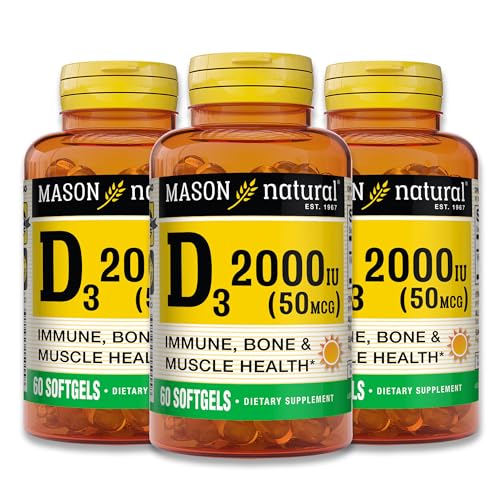 Version 1.0.0 Botella MASON NATURAL Vitamina D3 2,000 UI 60 softgels Pack de 3
