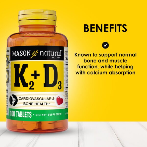 Mason Natural Vitamina K2 D3 etiqueta lateral