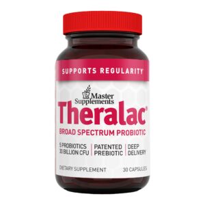 Version 1.0.0 Master Supplements Theralac frasco de probiótico multi cepa para intestino