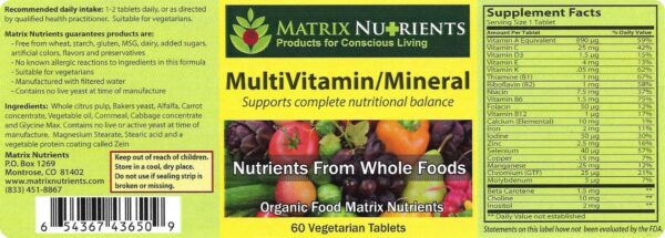 Matrix Nutrients multivitamínico caja frontal