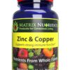 Frente del envase azul de Zinc y Copper Matrix Nutrients