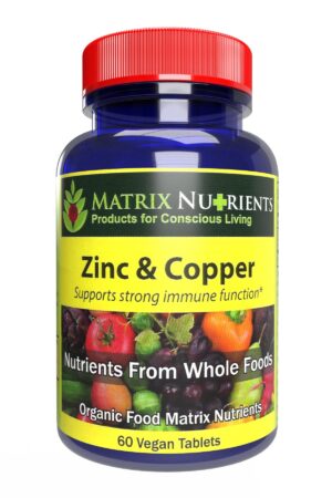 Frente del envase azul de Zinc y Copper Matrix Nutrients