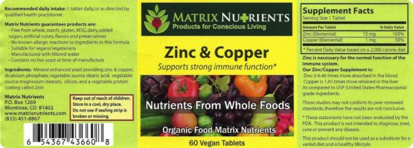 Etiqueta lateral del producto Zinc y Copper