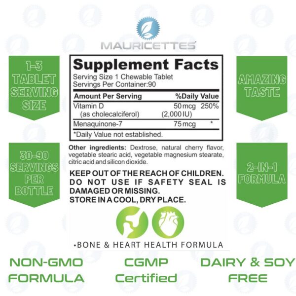 Etiqueta de Mauricettes D3K2 2 en 1