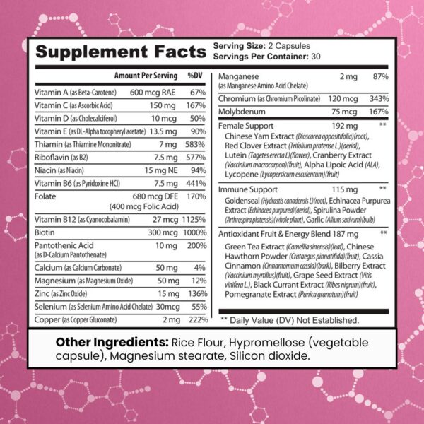 Etiqueta del producto MAX FIT multivitamínico para mujeres