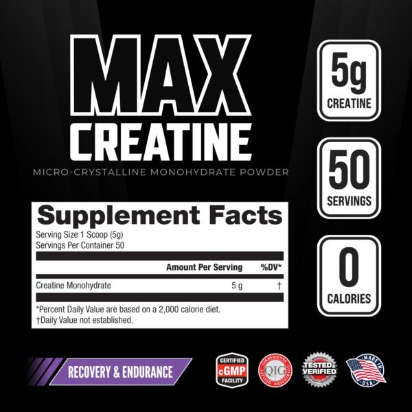 Version 1.0.0 Etiqueta de ingredientes de Max Muscle Creatine