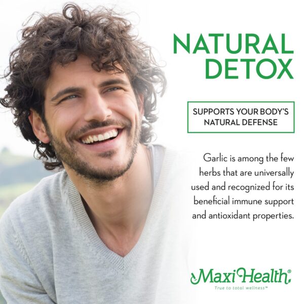 Suplemento Maxi Health ajo curado etiqueta lateral