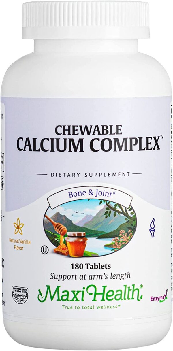 Version 1.0.0 Etiqueta de Maxi Health calcio magnesio masticable vainilla