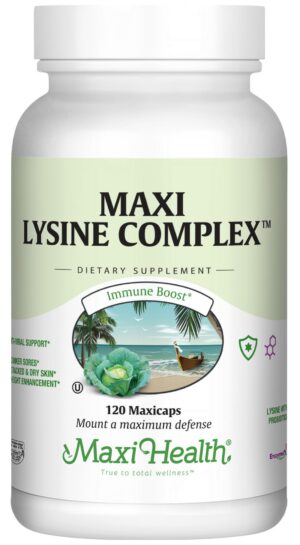 Version 1.0.0 Frente del Maxi Health Lysine Complex with Probiotics
