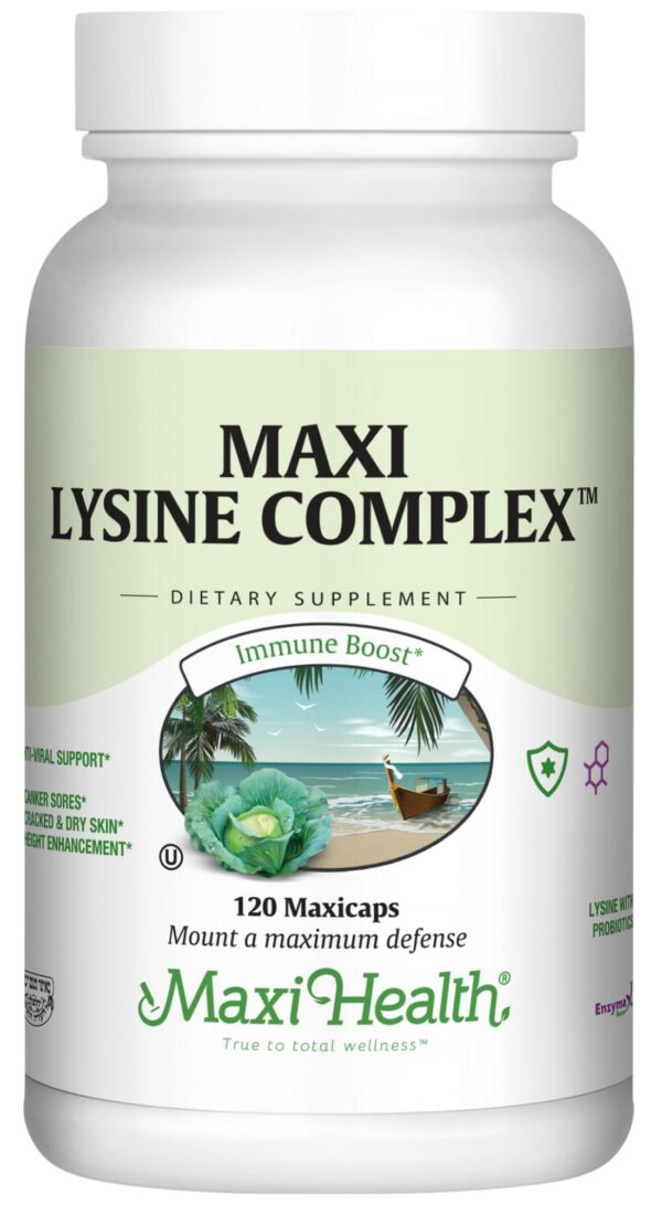 Frente del Maxi Health Lysine Complex with Probiotics