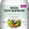 Etiqueta del producto Maxi Health multivitamínico para adolescentes