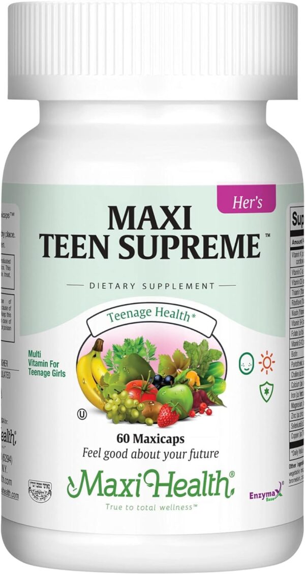 Etiqueta del producto Maxi Health multivitamínico para adolescentes