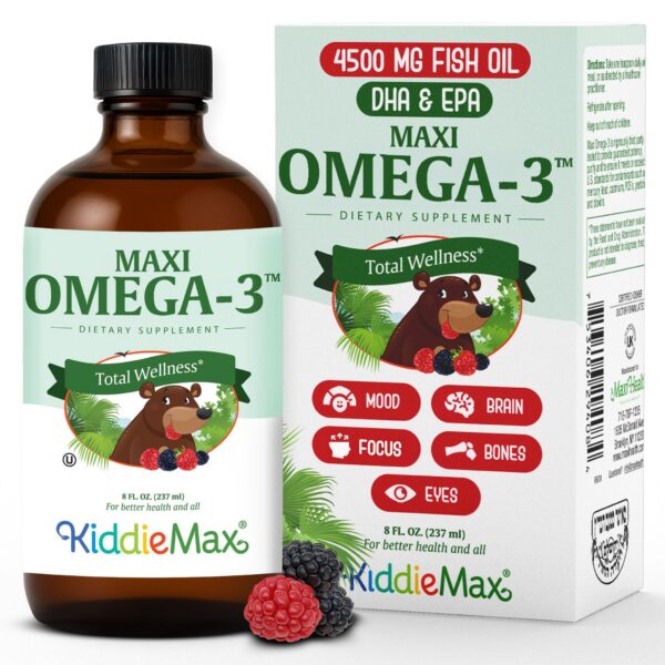 Version 1.0.0 Frente del envase Maxi Health Omega-3 para niños