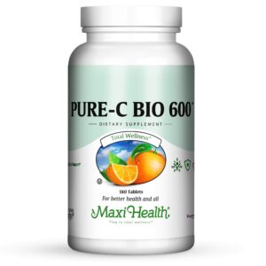 Maxi-Health Pure-C-Bio 600 frasco 180 tabletas vitamina c kosher