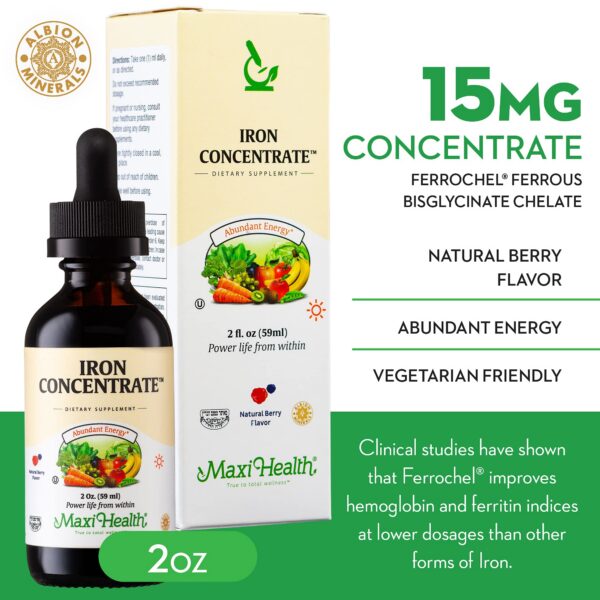 Suplemento de iron líquida Maxi Health para mejorar energía