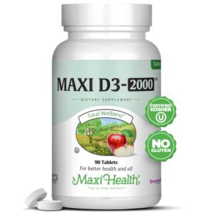 Maxi Health Vitamina D3 2000 UI botella etiqueta frontal