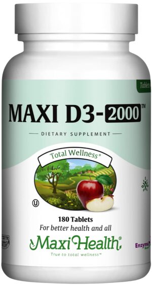 Frente del envase Maxi Health Vitamin D3 2000IU