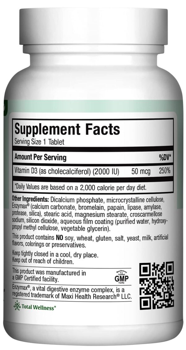 Etiqueta y logotipo Maxi Health D3 2000IU