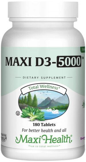 Frente de Maxi Health Vitamin D3 5000 UI