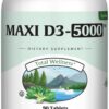 Frente de Maxi Health D3 5000 UI tabletas