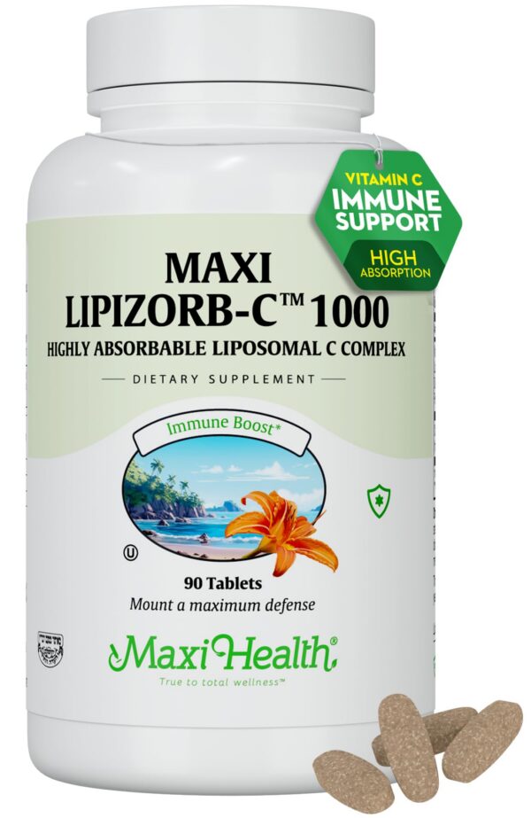 Maxi Health vitamina C liposomal 1000 mg empaque frontal